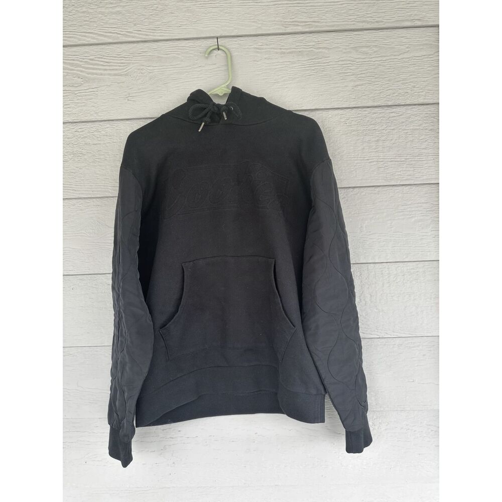 Cookies SF Black Embossed Logo Hoodie Quilted Onion Stitch Sleeves Men's Size L